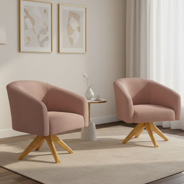 Poltrona Sala Decorativa Kit 2 Stella Base Giratória Ma30 Bou