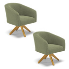 Poltrona Sala Decorativa Kit 2 Stella Base Giratória Ma30 Bou