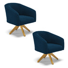 Poltrona Sala Decorativa Kit 2 Stella Base Giratória Ma30 Bou