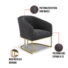 Poltrona Sala Decorativa Kit 2 Stella Base Industrial Dourado