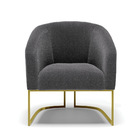 Poltrona Sala Decorativa Kit 2 Stella Base Industrial Dourado