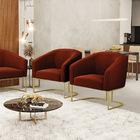 Poltrona Sala Decorativa Kit 2 Stella Base Industrial Dourado