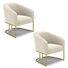 Poltrona Sala Decorativa Kit 2 Stella Base Industrial Dourado