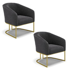 Poltrona Sala Decorativa Kit 2 Stella Base Industrial Dourado