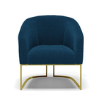 Poltrona Sala Decorativa Kit 2 Stella Base Industrial Dourado