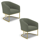 Poltrona Sala Decorativa Kit 2 Stella Base Industrial Dourado