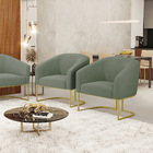 Poltrona Sala Decorativa Kit 2 Stella Base Industrial Dourado