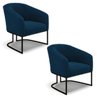 Poltrona Sala Decorativa Kit 2 Stella Base Industrial Preto B