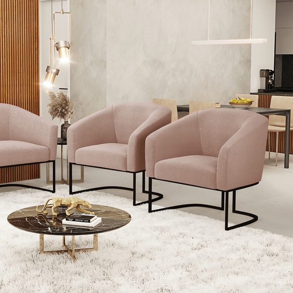 Poltrona Sala Decorativa Kit 2 Stella Base Industrial Preto B