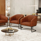 Poltrona Sala Decorativa Kit 2 Stella Base Industrial Preto S