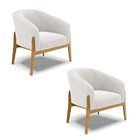 Poltrona Sala Decorativa Kit 2 Stella Base Madeira Bouclê D03