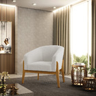 Poltrona Sala Decorativa Kit 2 Stella Base Madeira Bouclê D03