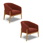 Poltrona Sala Decorativa Kit 2 Stella Base Madeira Bouclê D03