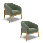 Poltrona Sala Decorativa Kit 2 Stella Base Madeira Bouclê D03