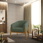 Poltrona Sala Decorativa Kit 2 Stella Base Madeira Bouclê D03