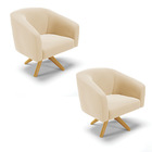 Poltrona Sala Decorativa Kit 2 Stella Giratória Madeira Ma30