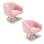 Poltrona Sala Decorativa Kit 2 Stella Giratória Madeira Ma30
