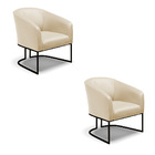 Poltrona Sala Decorativa Kit 2 Stella Industrial Preto Sintét