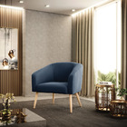 Poltrona Sala Decorativa Kit 2 Stella Pé Palito Natural Suede