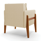 Poltrona Sala Decorativa Lana Linho Base Madeira D03 - D'ross