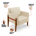 Poltrona Sala Decorativa Lana Linho Base Madeira D03 - D'ross