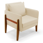 Poltrona Sala Decorativa Lana Linho Base Madeira D03 - D'ross