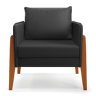 Poltrona Sala Decorativa Lana Sintético Base Madeira D03 - D'