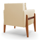 Poltrona Sala Decorativa Lana Sintético Base Madeira D03 - D'