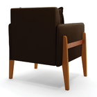 Poltrona Sala Decorativa Lana Suede Marrom Base Madeira D03 -