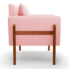 Poltrona Sala Decorativa Lana Suede Rosa Bebê Base Madeira D0