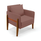 Poltrona Sala Decorativa Lana Veludo Base Madeira D03 - D'ros