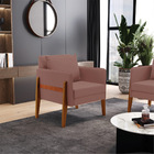 Poltrona Sala Decorativa Lana Veludo Base Madeira D03 - D'ros