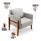 Poltrona Sala Decorativa Lana Veludo Base Madeira D03 - D'ros