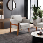 Poltrona Sala Decorativa Lana Veludo Base Madeira D03 - D'ros