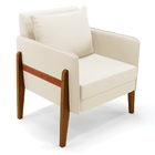 Poltrona Sala Decorativa Lana Veludo Base Madeira D03 - D'ros