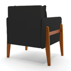 Poltrona Sala Decorativa Lana Veludo Preto Base Madeira D03 -