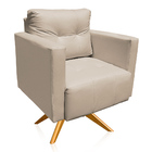 Poltrona Sala Decorativa Livia Giratória Madeira Sintético Be