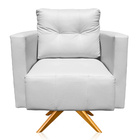Poltrona Sala Decorativa Livia Giratória Madeira Sintético Br