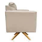 Poltrona Sala Decorativa Livia Giratória Madeira Sintético M1