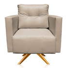 Poltrona Sala Decorativa Livia Giratória Madeira Sintético M1