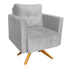 Poltrona Sala Decorativa Livia Giratória Madeira Suede M11 -