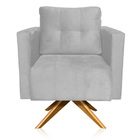 Poltrona Sala Decorativa Livia Giratória Madeira Suede M11 -