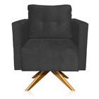 Poltrona Sala Decorativa Livia Giratória Madeira Suede M11 -