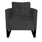 Poltrona Sala Decorativa Livia Industrial Preto Suede M11 - D