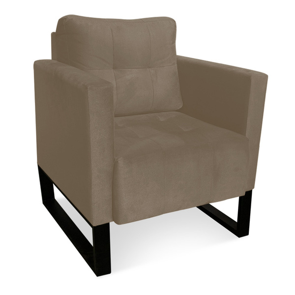 Poltrona Sala Decorativa Livia Industrial Preto Suede M11 - D