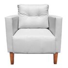 Poltrona Sala Decorativa Livia Pé Madeira Castanho Sintético