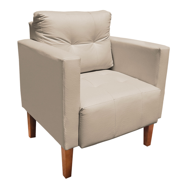 Poltrona Sala Decorativa Livia Pé Madeira Castanho Sintético