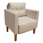 Poltrona Sala Decorativa Livia Pé Madeira Castanho Sintético