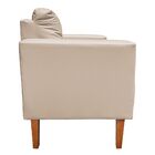 Poltrona Sala Decorativa Livia Pé Madeira Castanho Sintético