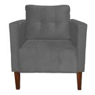 Poltrona Sala Decorativa Livia Pé Madeira Castanho Suede M11